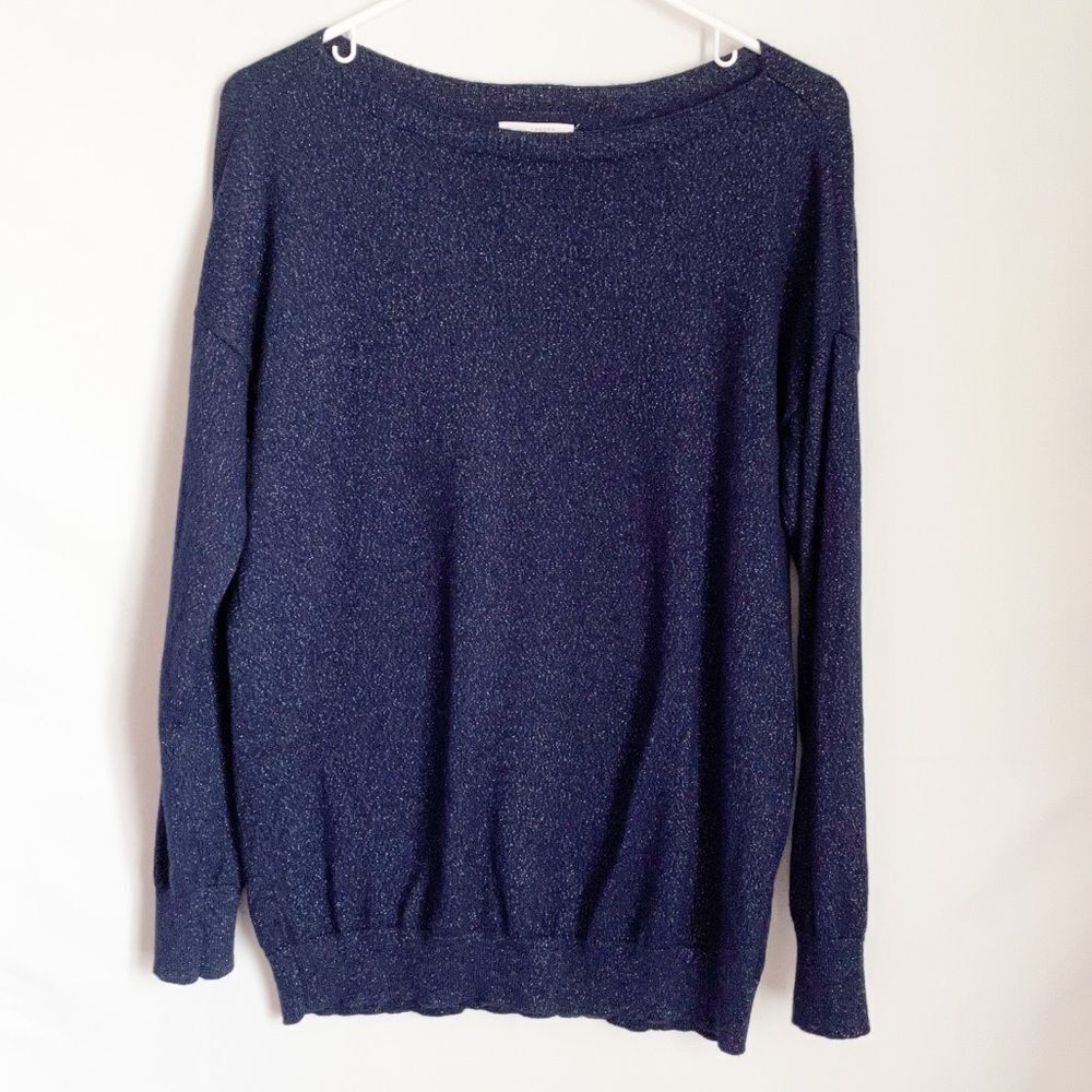 LC Lauren Conrad Navy Sparkly Crewneck Sweater M